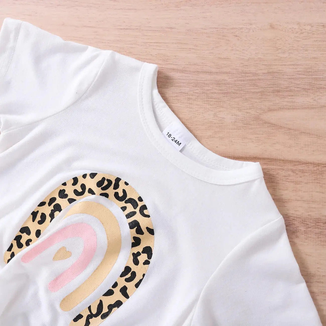Toddler Girl Rainbow Print Tie Knot Short-sleeve Tee