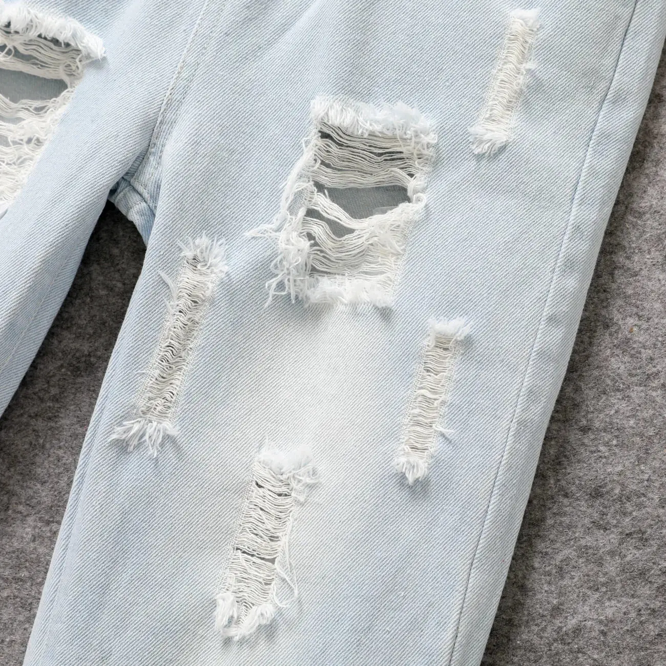 Kid Boy Casual Solid Color Ripped Loose Fit Denim Jeans