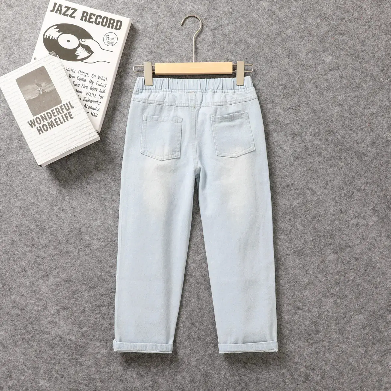 Kid Boy Casual Solid Color Ripped Loose Fit Denim Jeans