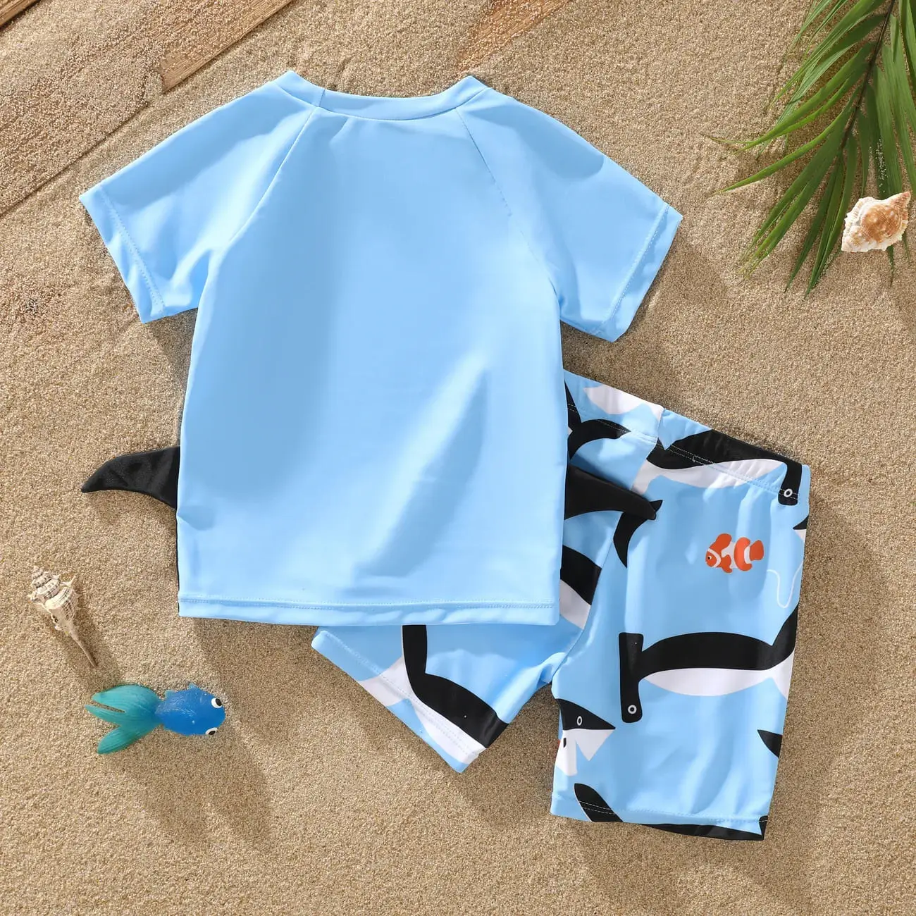 2pcs Toddler/Kid Boy Childlike Shark Print Swimsuits Set