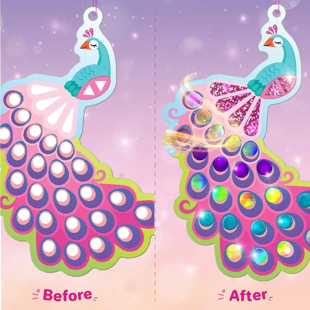 Mirror Mosaic : Butterfly & Peacock | Mess Free Diy Mosaic Craft Kit | 450+ Foil Sticker | Travel Toys For Girls