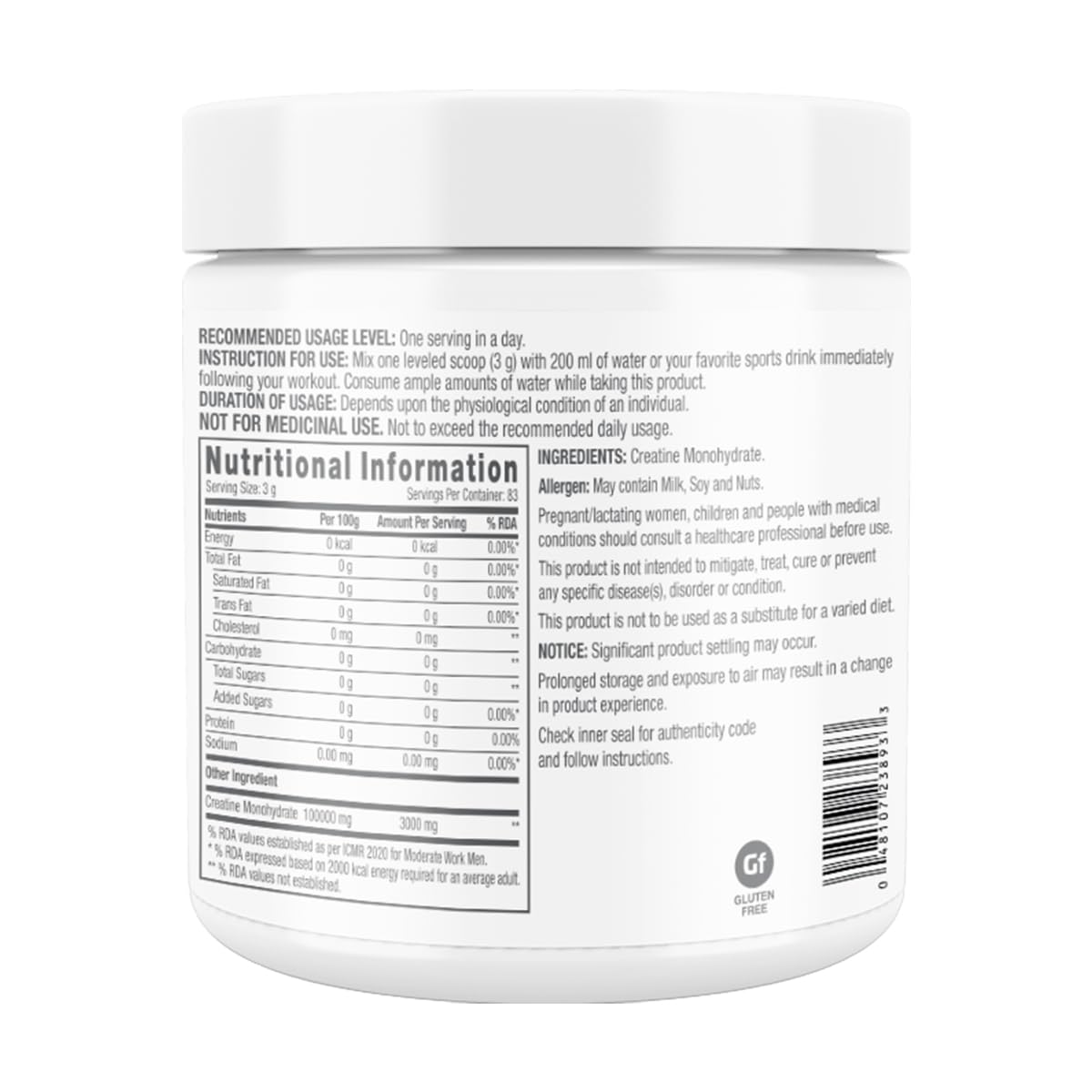  GNC Pro Performance Creatine Monohydrate | 250 gm | 83 Servings | Boosts Athletic Performance | Micronized & Instantized | Fuels Muscles 