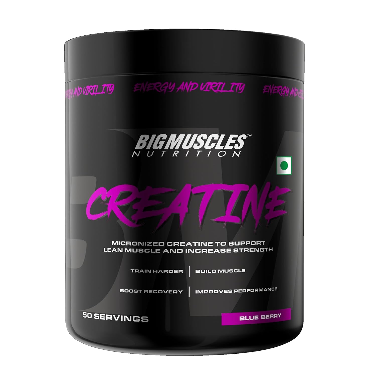 Bigmuscles Nutrition Creatine Powder [50 Servings, Blueberry] | Micronized Creatine Monohydrate to Support Lean Muscle Repair & Recovery | Increase Strength and Athletic Performance