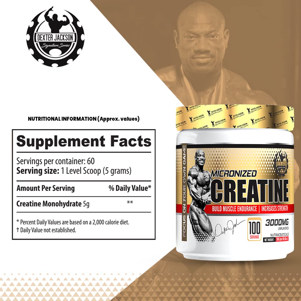 Dexter Jackson Creatine Powder | Builds Muscle Endurance & Helps to Increase Strength | 100 Servings,300gm
