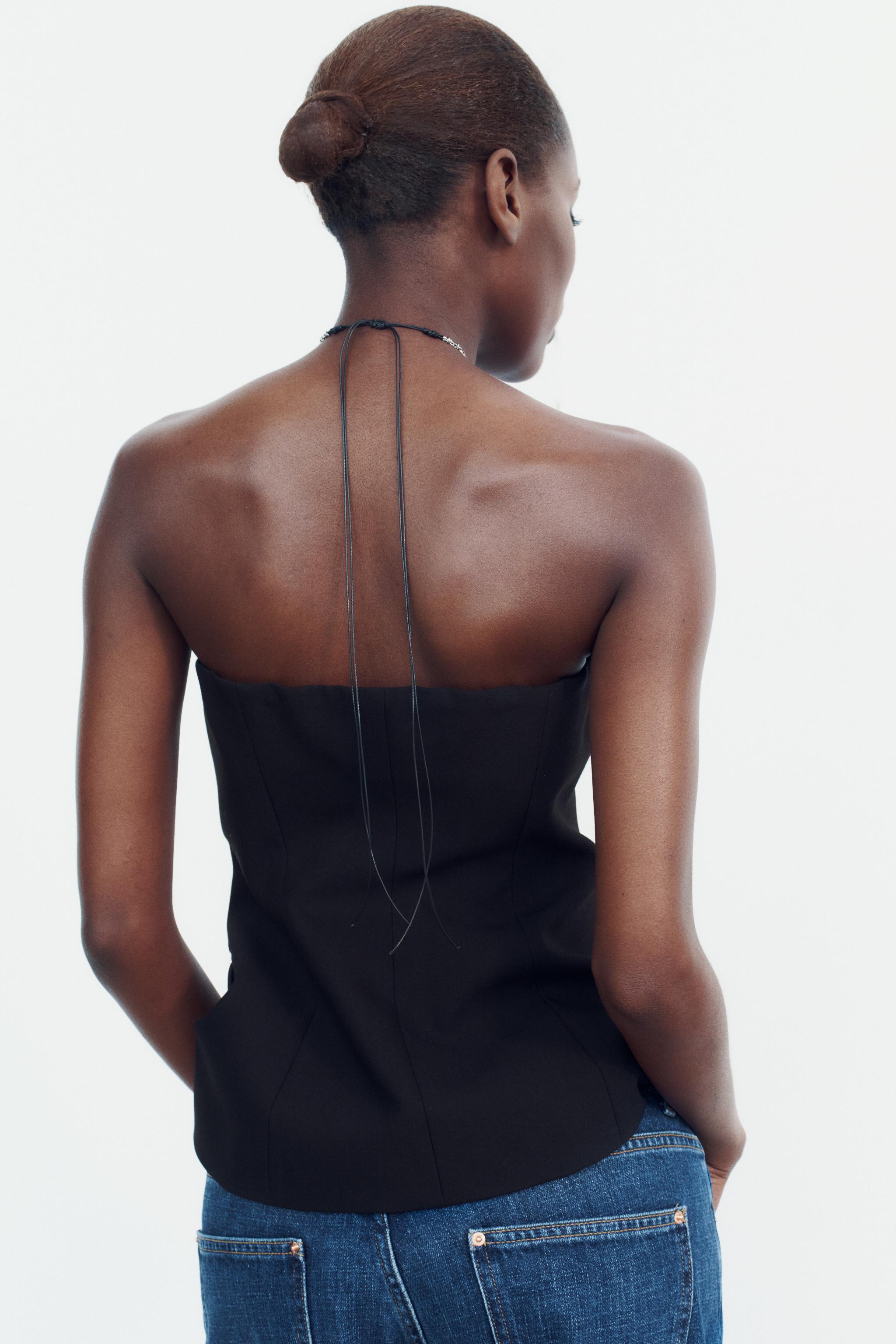 CONTRAST SATIN BUSTIER