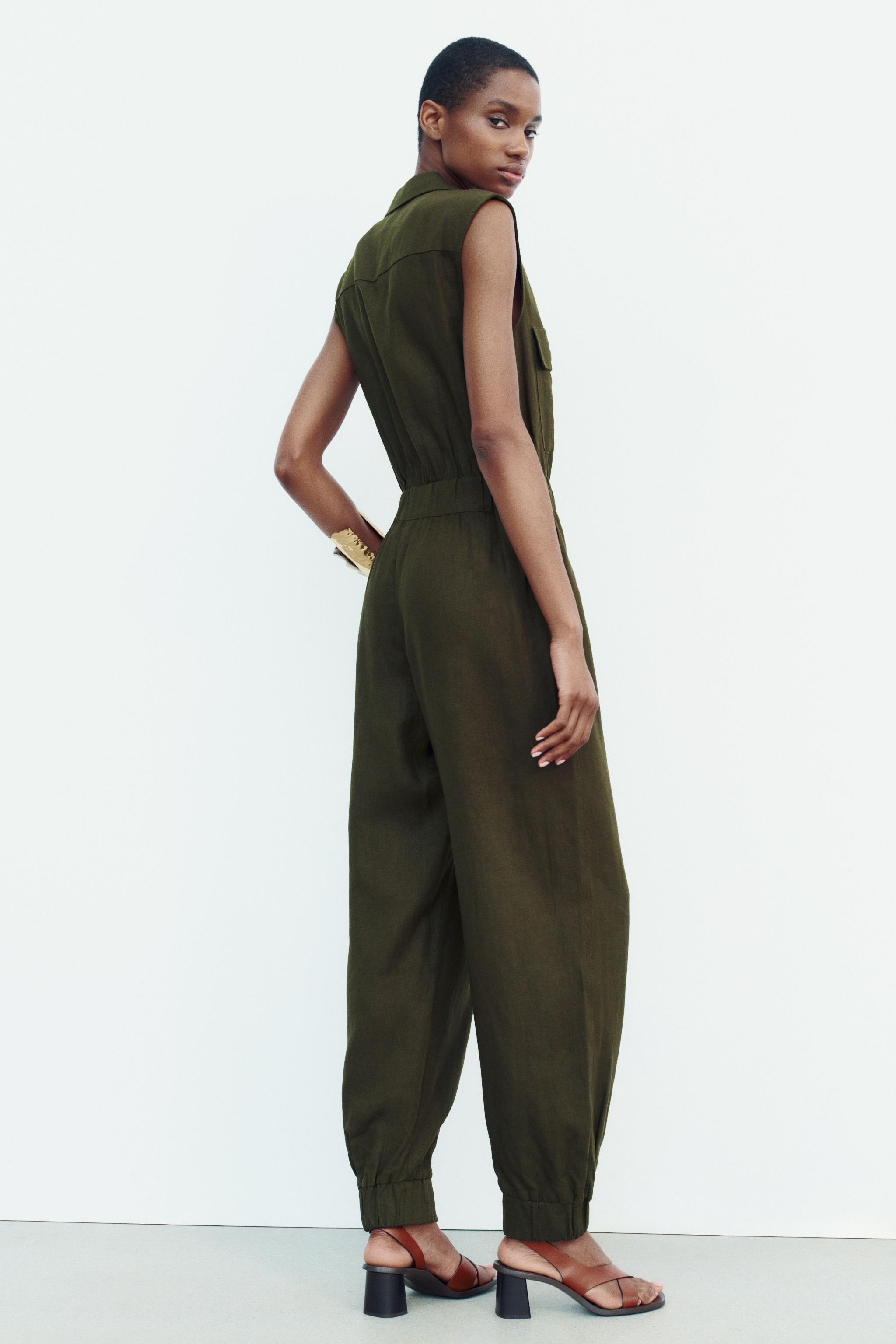 SLEEVELESS LINEN BLEND JUMPSUIT