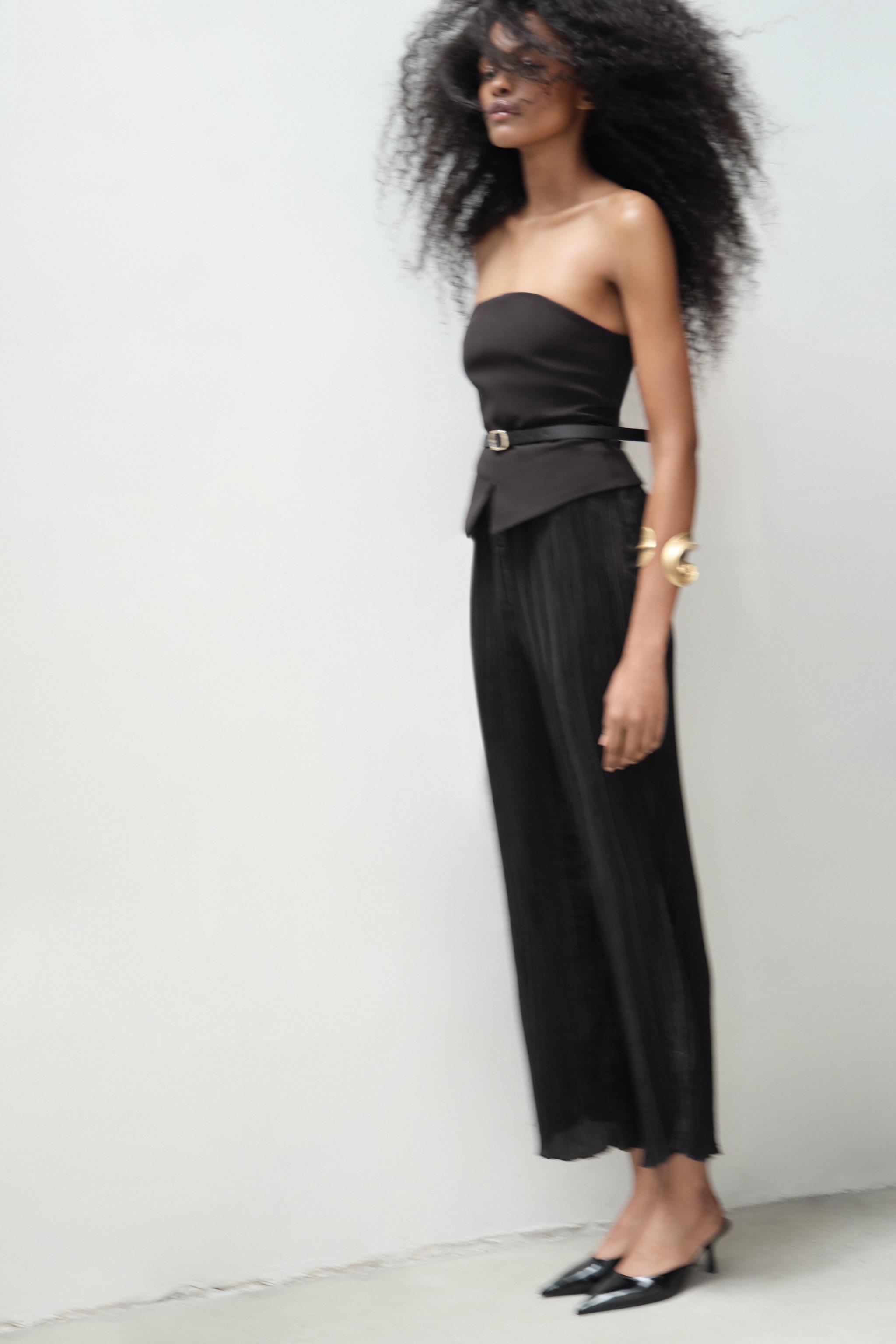 PLEATED BELTED CONTRAST JUMPSUIT