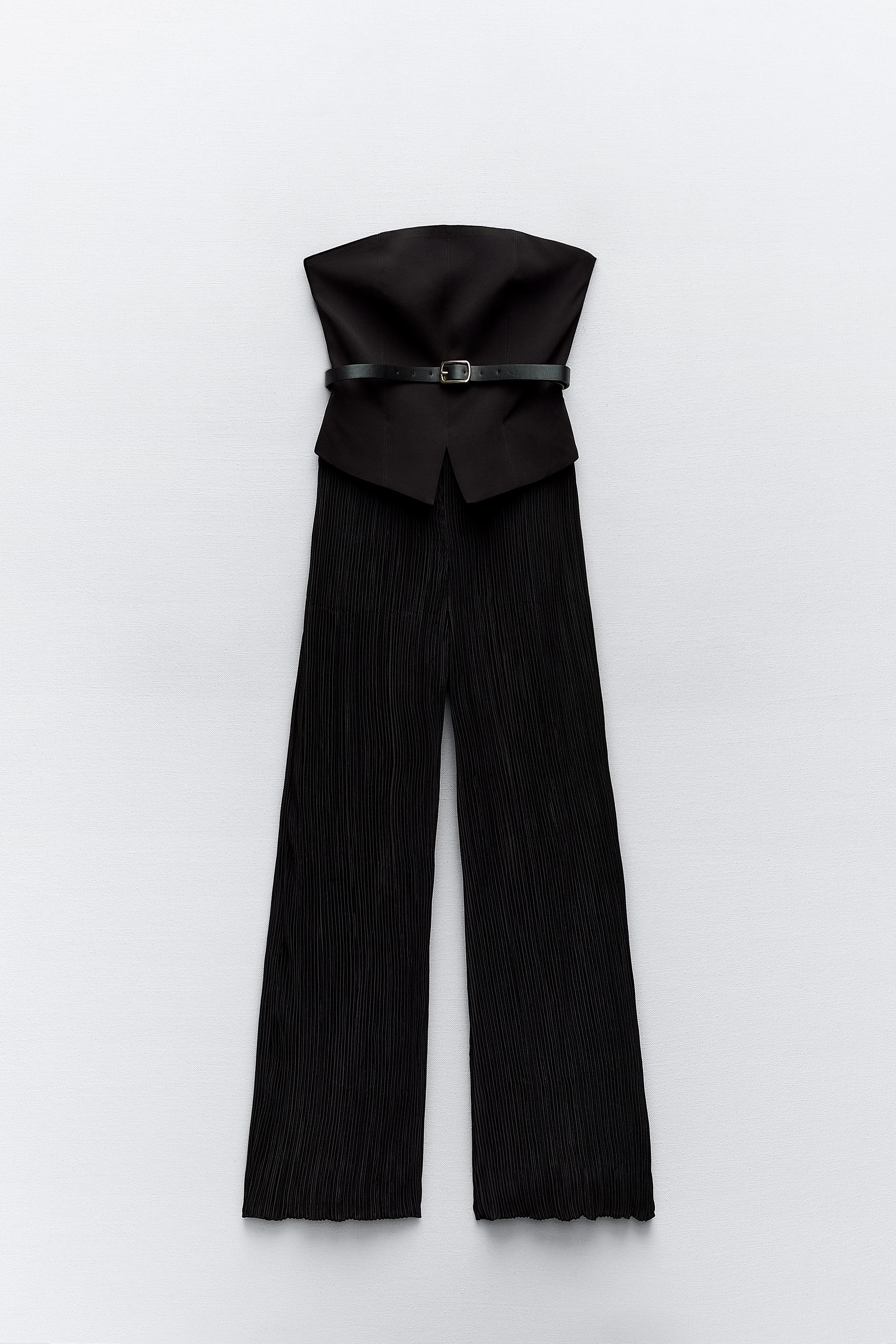PLEATED BELTED CONTRAST JUMPSUIT