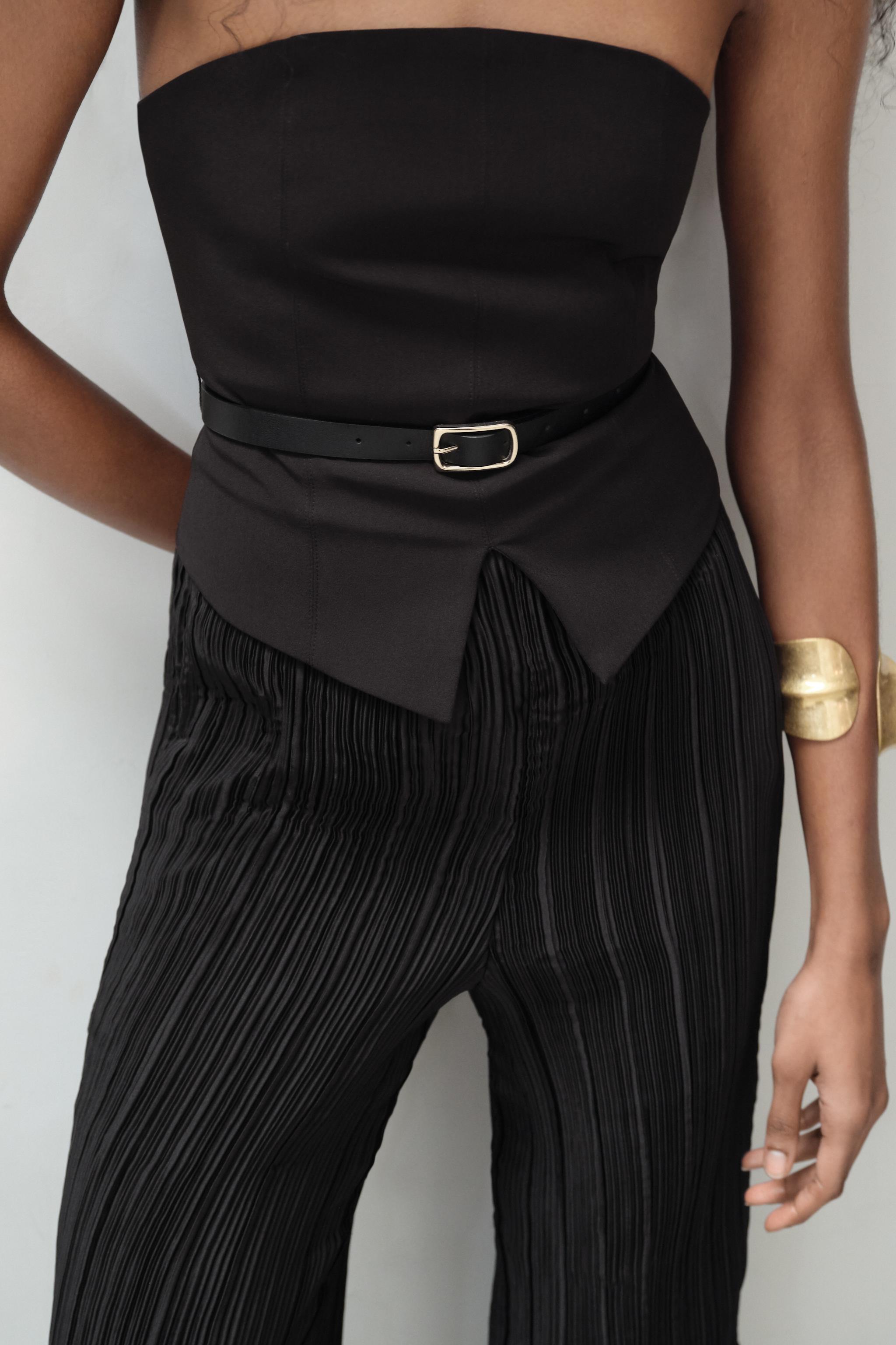 PLEATED BELTED CONTRAST JUMPSUIT