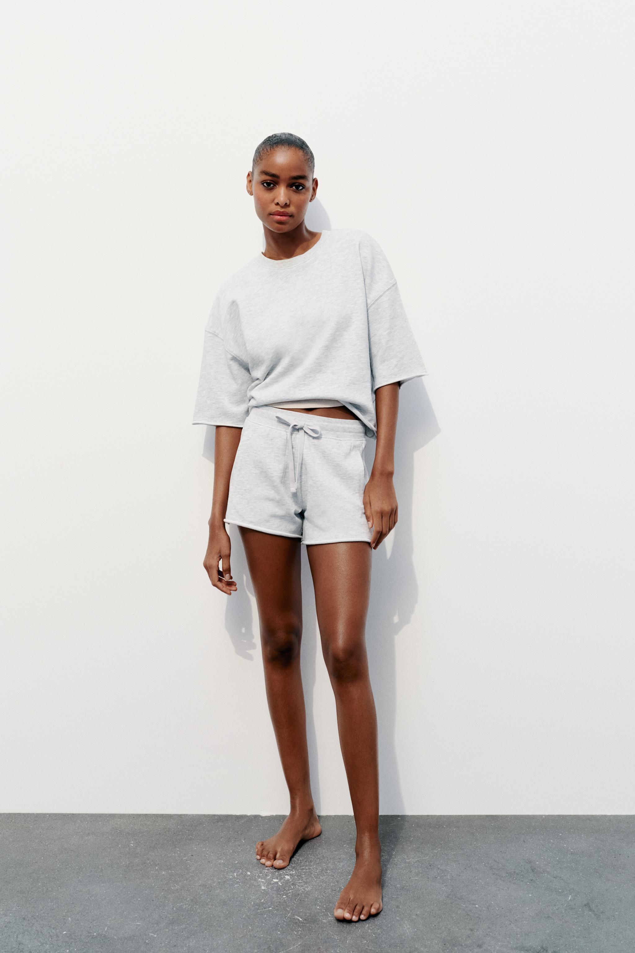 FADED-EFFECT SWEATSHIRT AND SHORTS CO-ORD