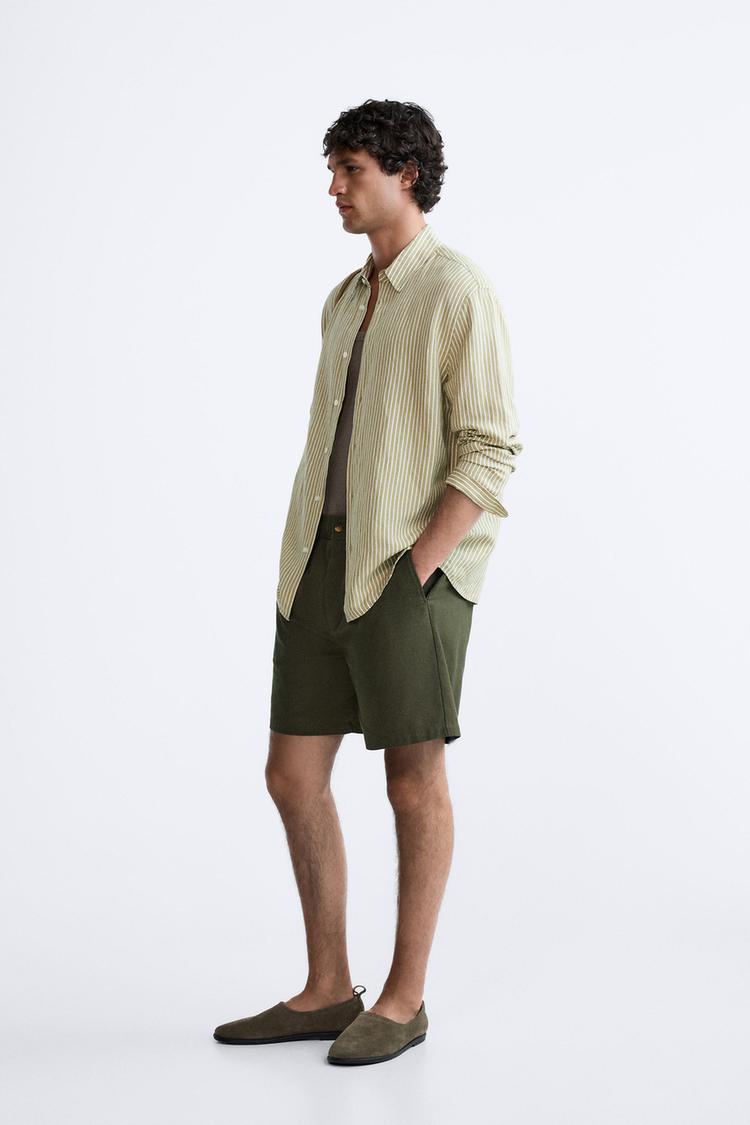 COTTON-LINEN BERMUDA SHORTS