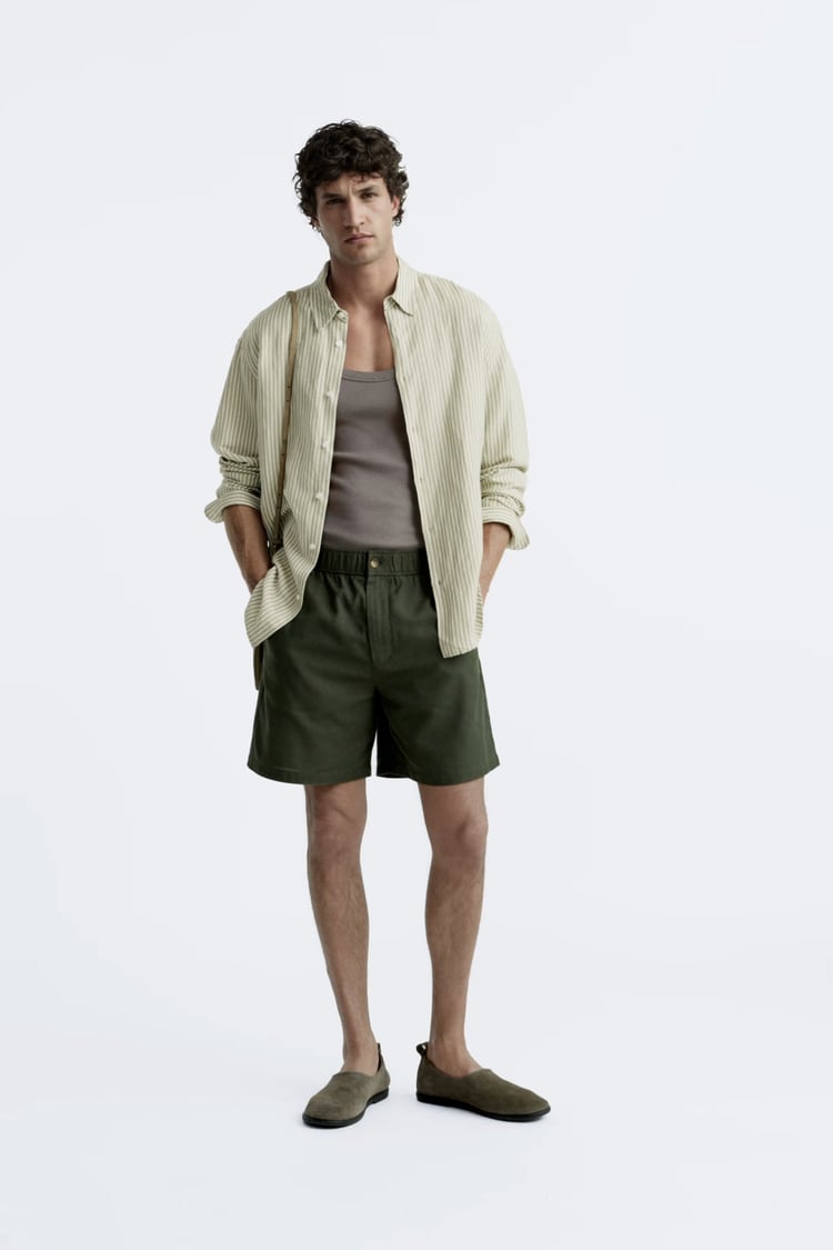 COTTON-LINEN BERMUDA SHORTS