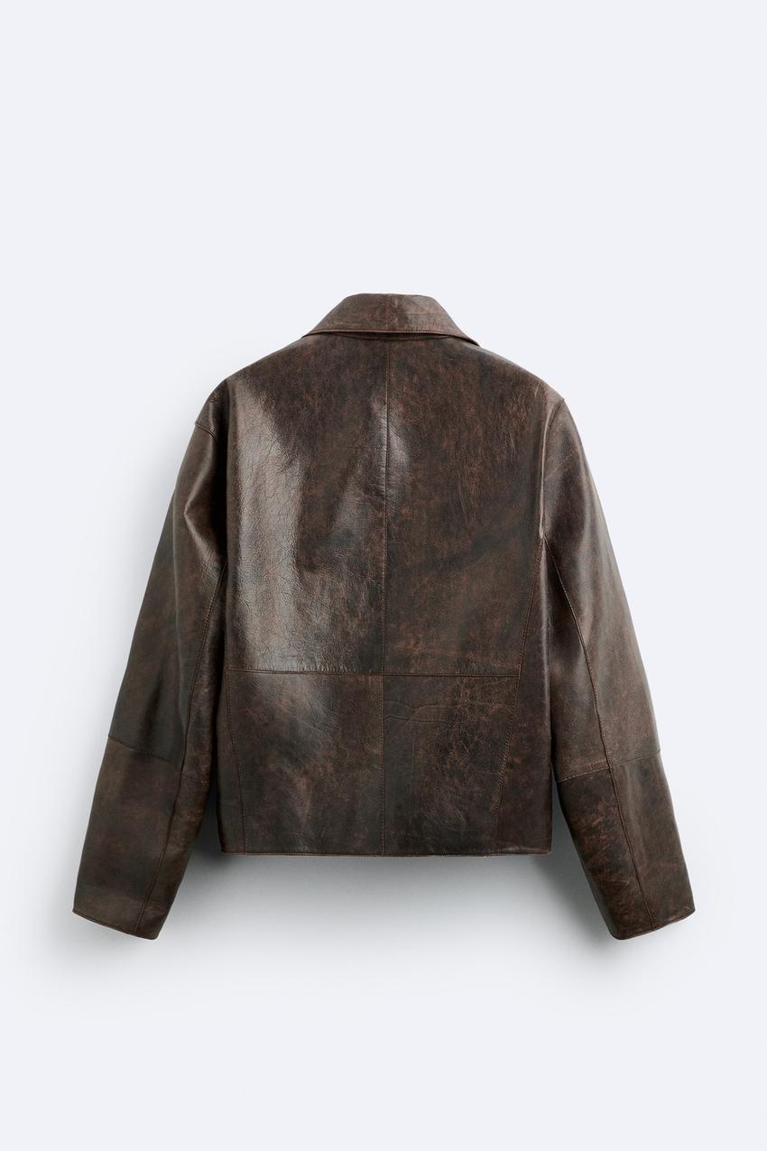 VINTAGE-EFFECT LEATHER JACKET