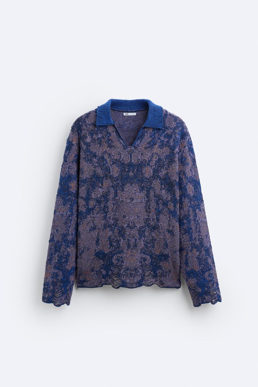 IRREGULAR JACQUARD KNIT POLO SHIRT