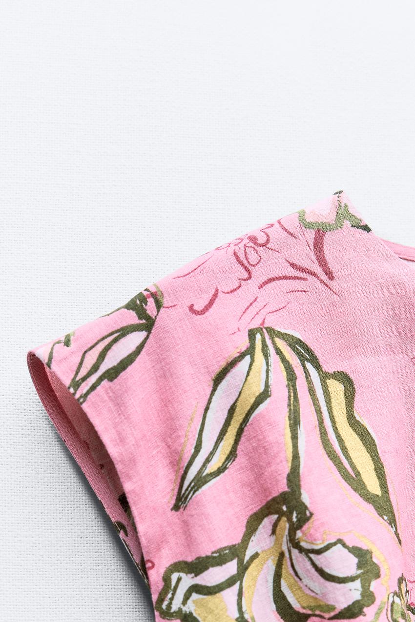 PRINTED LINEN BLEND DRESS