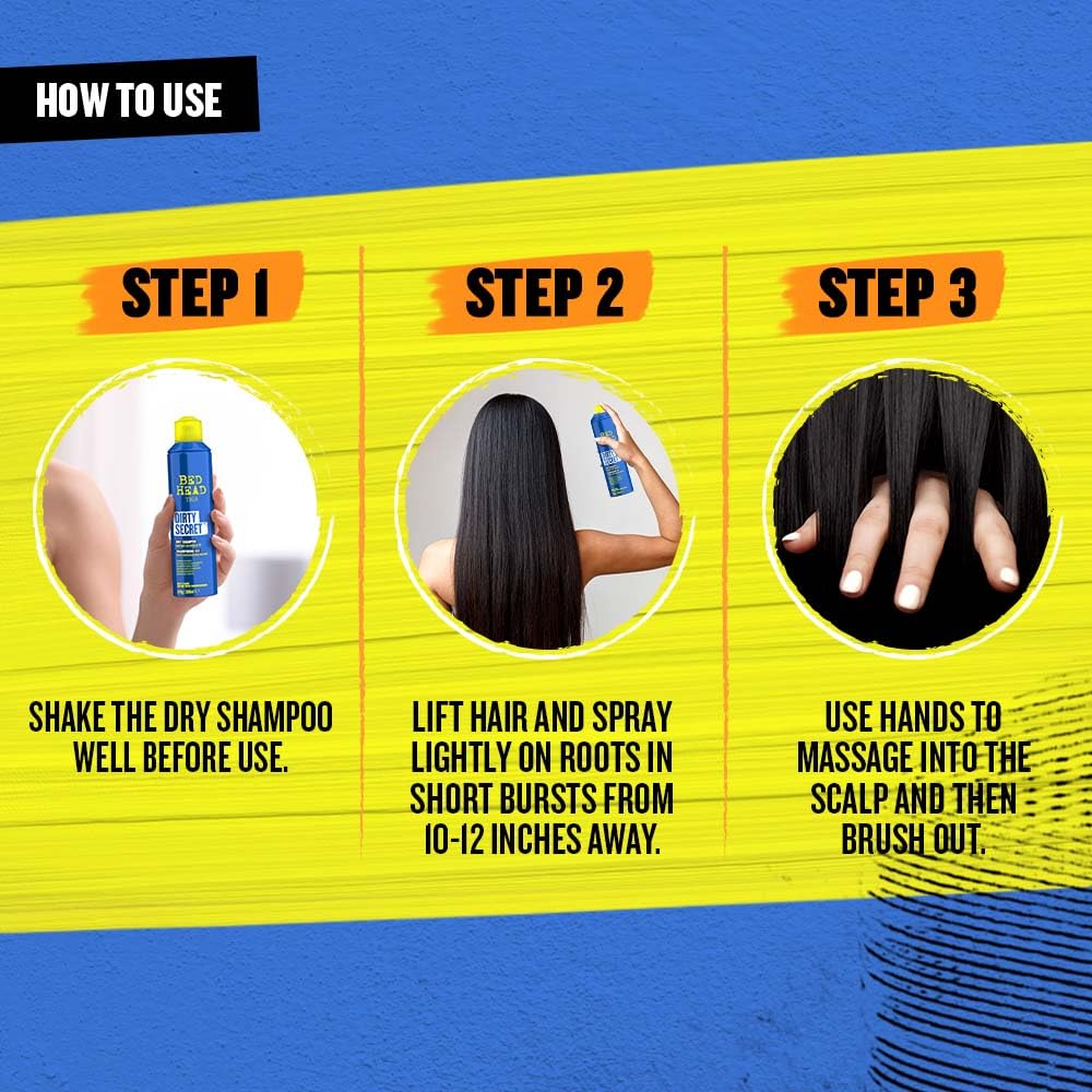  Bed Head TIGI Dirty Secret Dry Shampoo Spray Instant Refresh & Go Without White Residue For Day 2 Hair