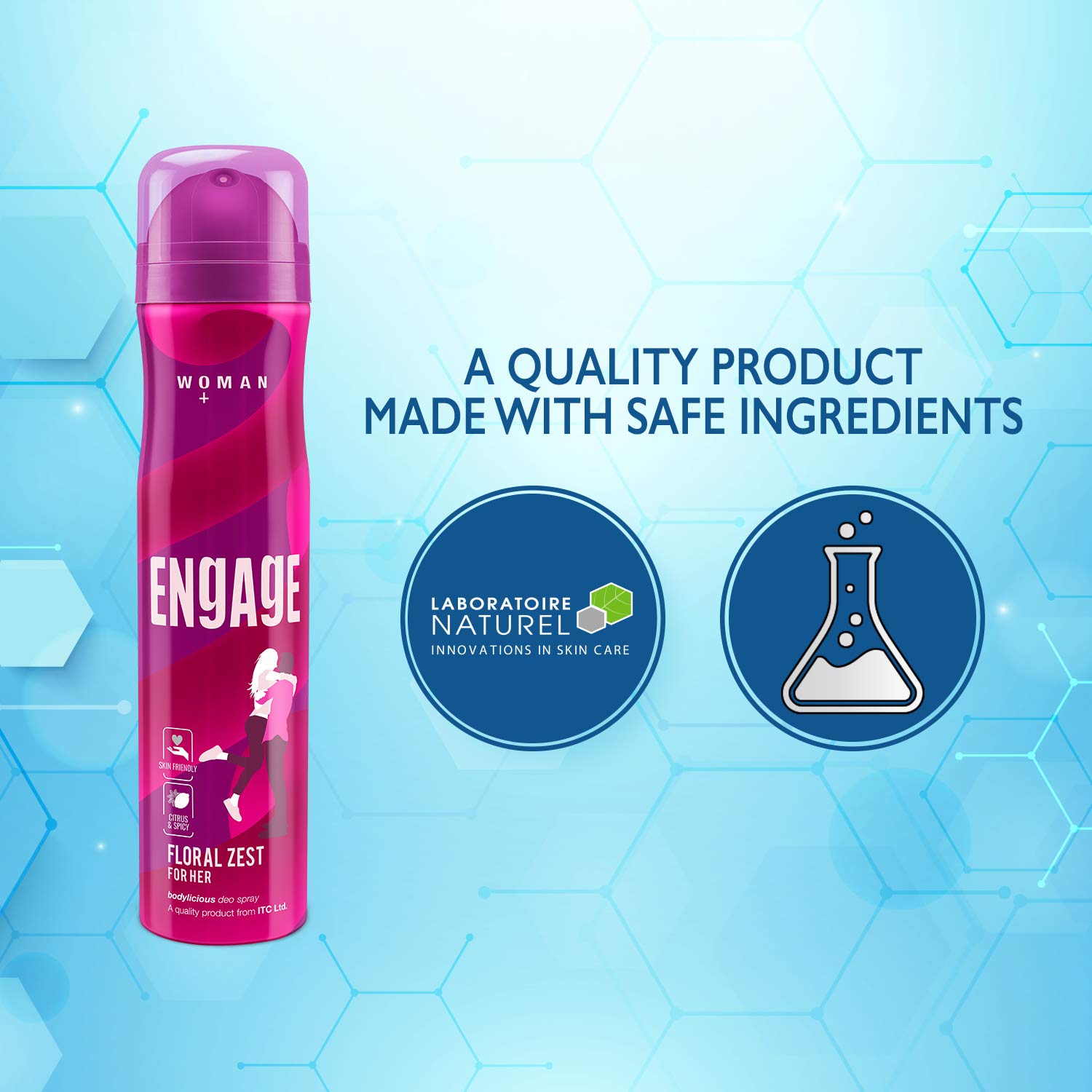 Engage Floral Zest Deodorant for Women, Citrus and Floral, Skin Friendly Deo, 150ml Body Spray