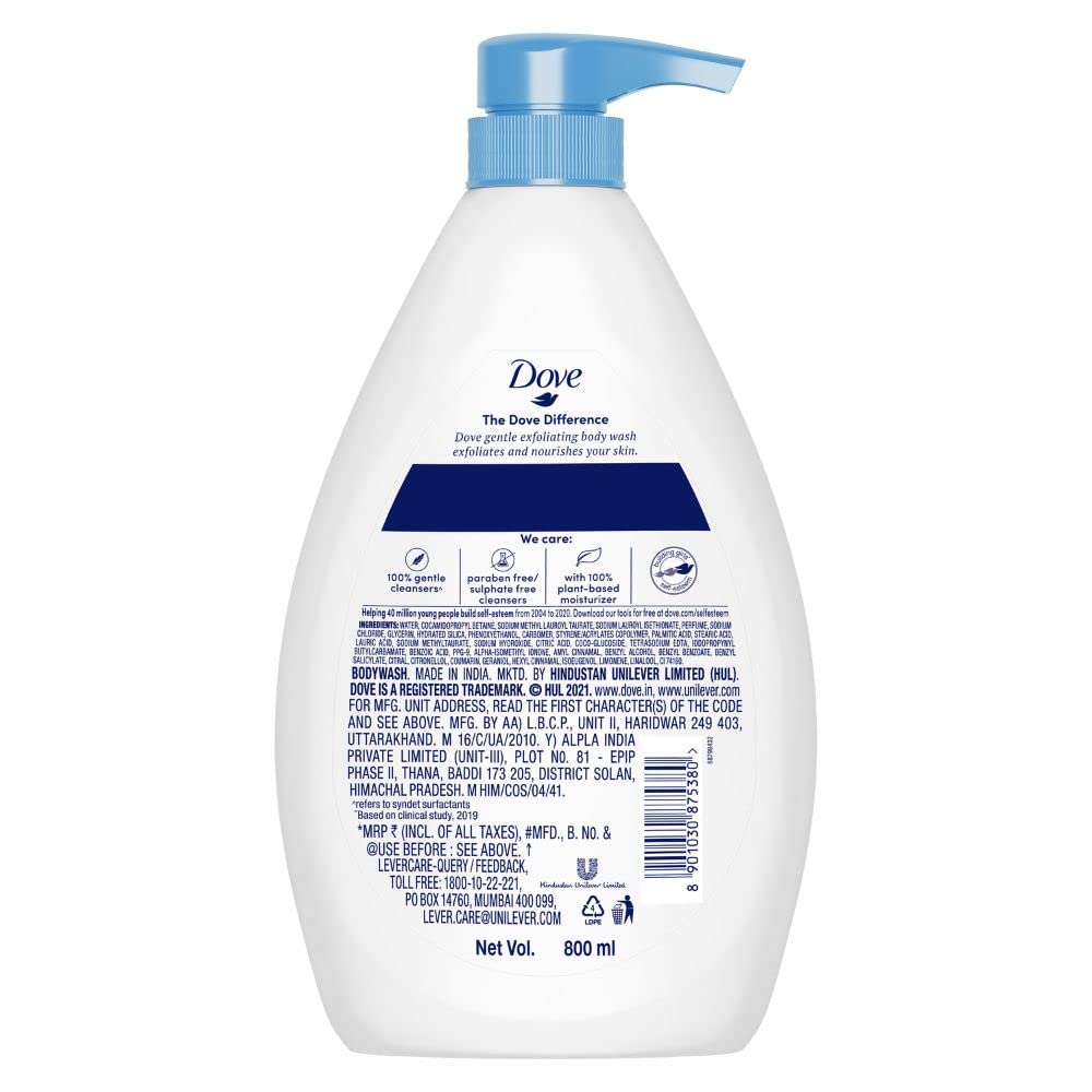  Dove Gentle Exfoliating Nourishing Body Wash 800 ml | Moisturizing Body Wash For Softer Skin | Dove Body Wash for Women & Men | Body wash for dry skin