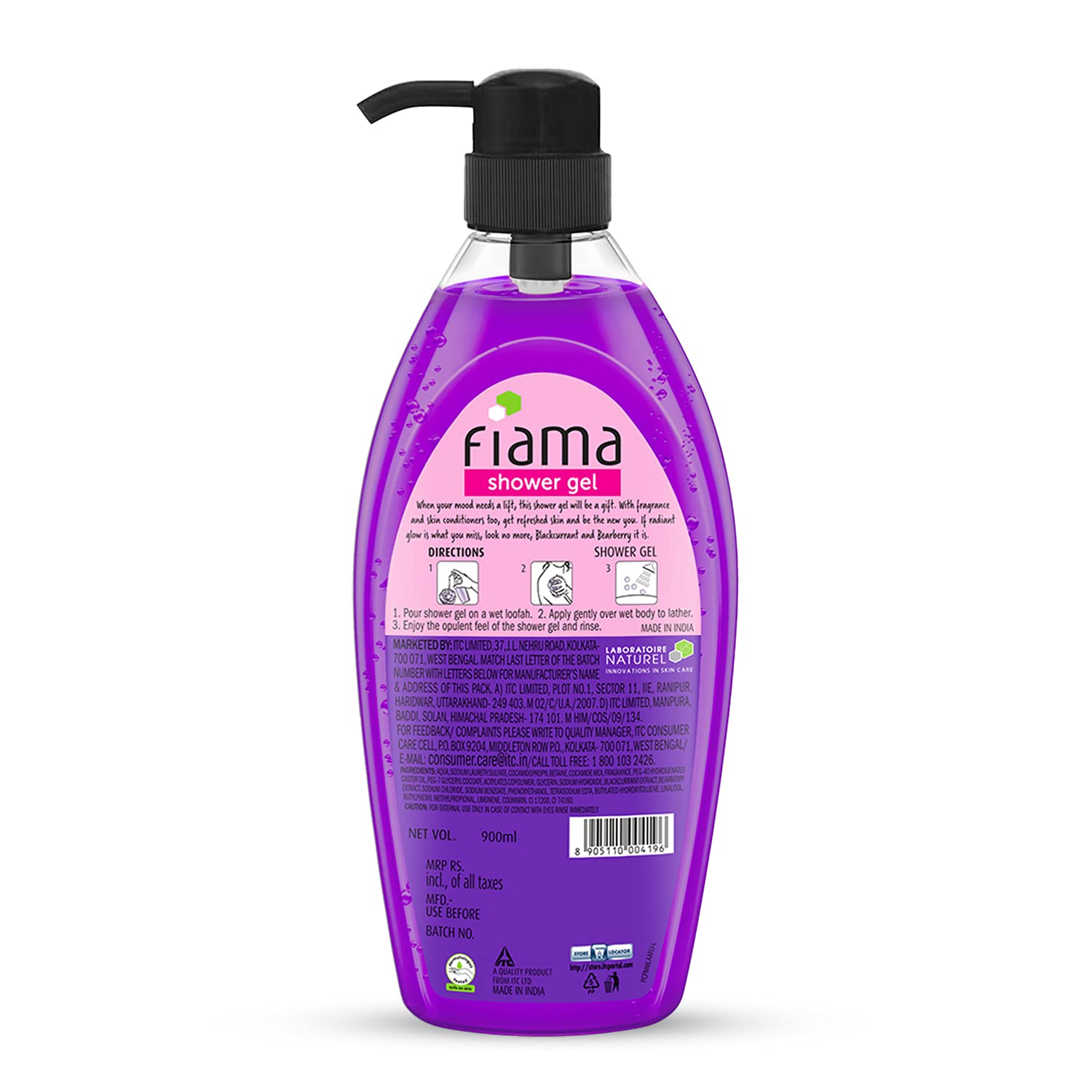 Fiama Body Wash Shower Gel Blackcurrant & Bearberry, 900ml Family Pack, Body Wash for Women & Men with Skin Conditioners for Radiant Glow 