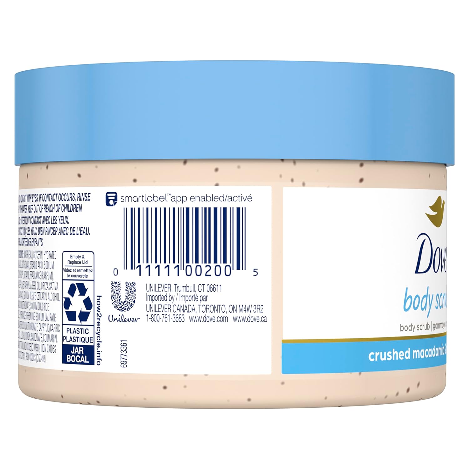  Dove Exfoliating Body Polish| Body Scrub |Deeply Nourishing Crushed Macadamia and Rice Milk |Moisturises & Brightens Skin | Sulphate Free|298gm
