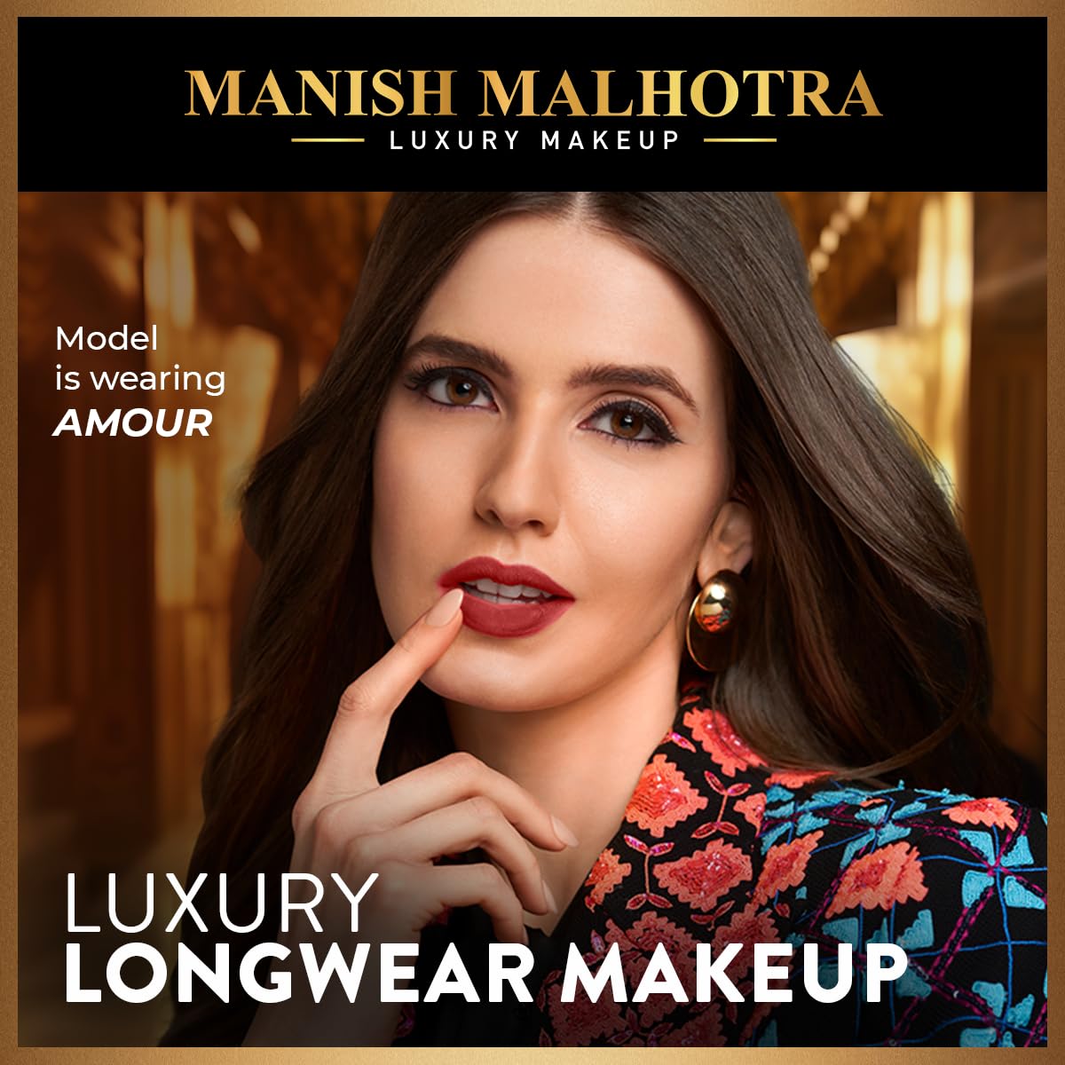 MyGlamm Manish Malhotra Soiree Creamy Matte Lipstick - 04 Amour (Red Shade) | Long Lasting, Pigmented With SPF 30 & Vitamin E (4.2g)