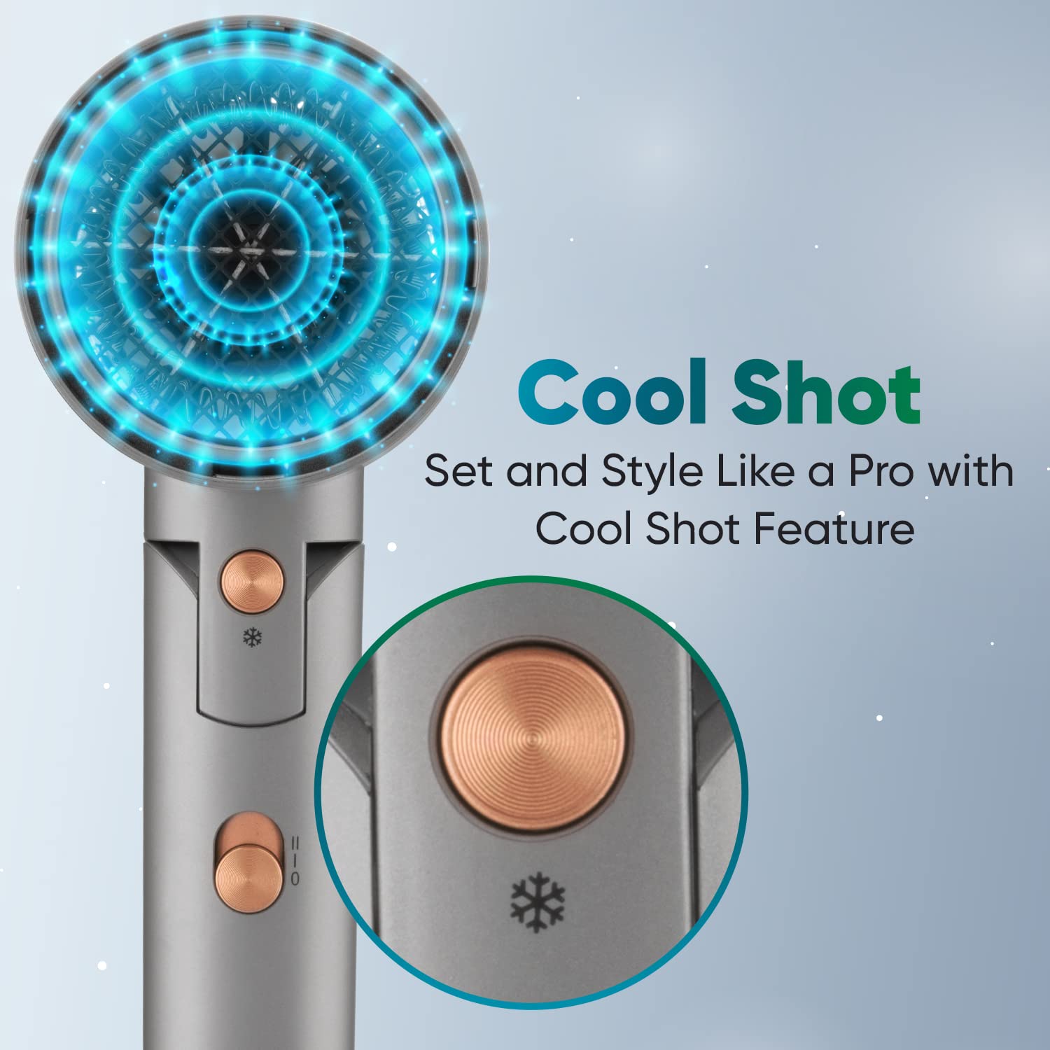  Vega Hair Dryer For Men & Women With Ionic Technology & Cool Shot Button, 1400 Watts, (Vhdh-28), Grey