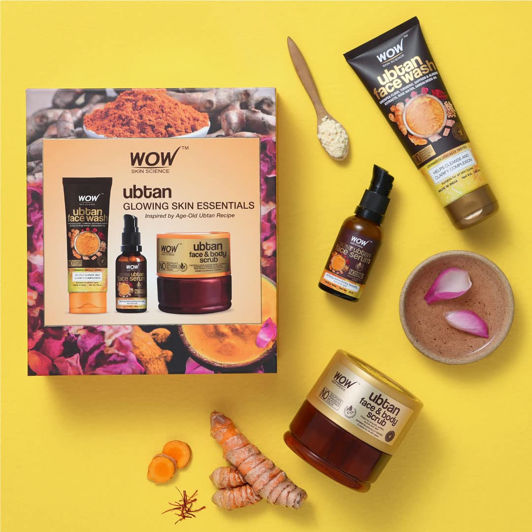 WOW Life Science Wow Skin Science Ubtan Glowing Skin Essential Gift Kit For Men&Women|Premium Luxury Gift Set|Skin Care Gift Kit For Him&Her