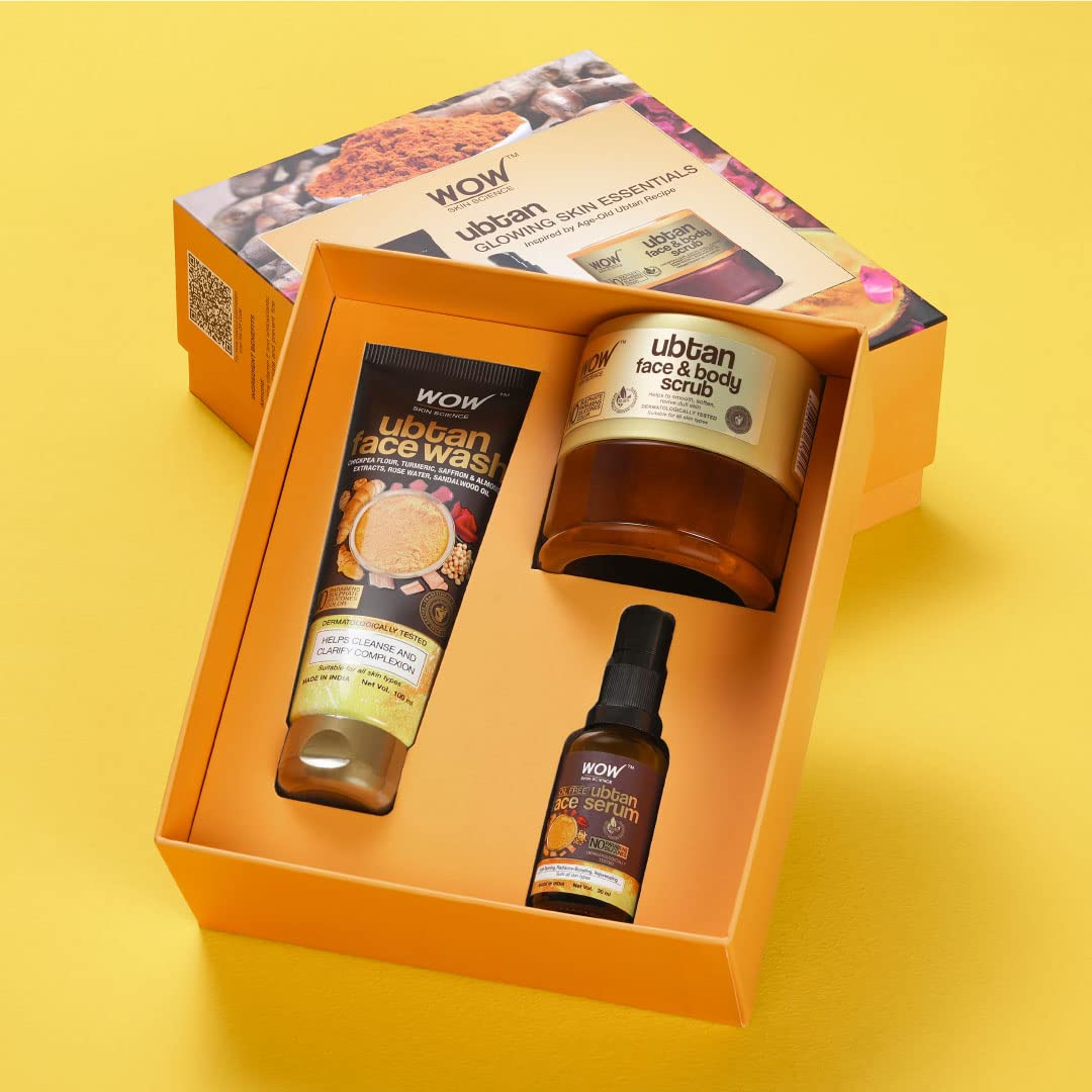 WOW Life Science Wow Skin Science Ubtan Glowing Skin Essential Gift Kit For Men&Women|Premium Luxury Gift Set|Skin Care Gift Kit For Him&Her