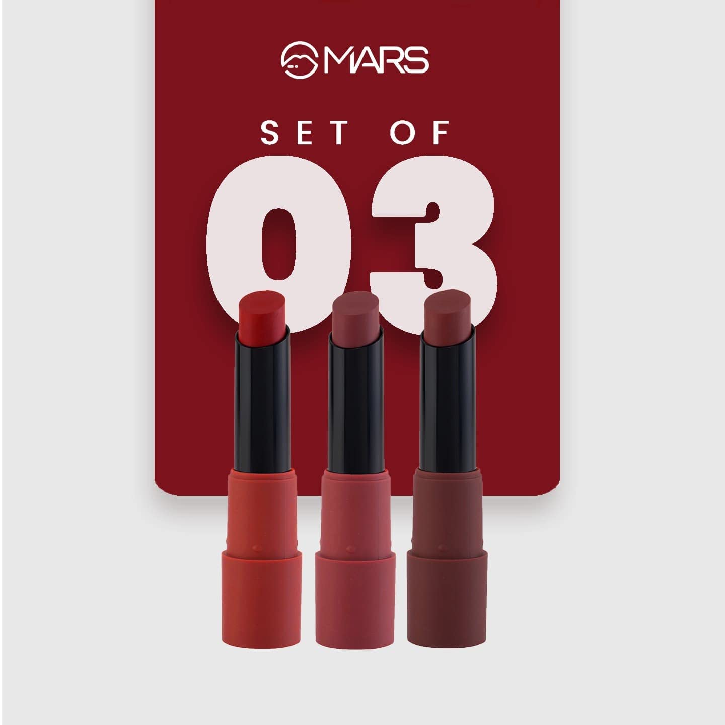  MARS Matte Box Set of 3 Lipsticks for Women | Long-Lasting | Smooth Finish | Moisturising | One Swipe Pigmentation | (3x3.2 gm) (01-Red & Maroon)