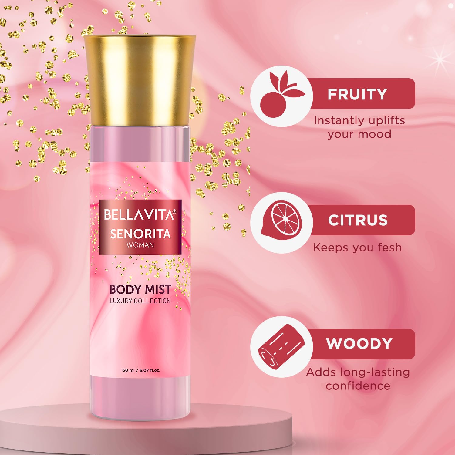 Bella Vita Luxury Date & Senorita Body Spray Mist Perfume Combo With Long Lasting Refreshing Floral & Fruity Fragrance Of Vanilla, Pomegranate & Mint For Women, 150ml Each