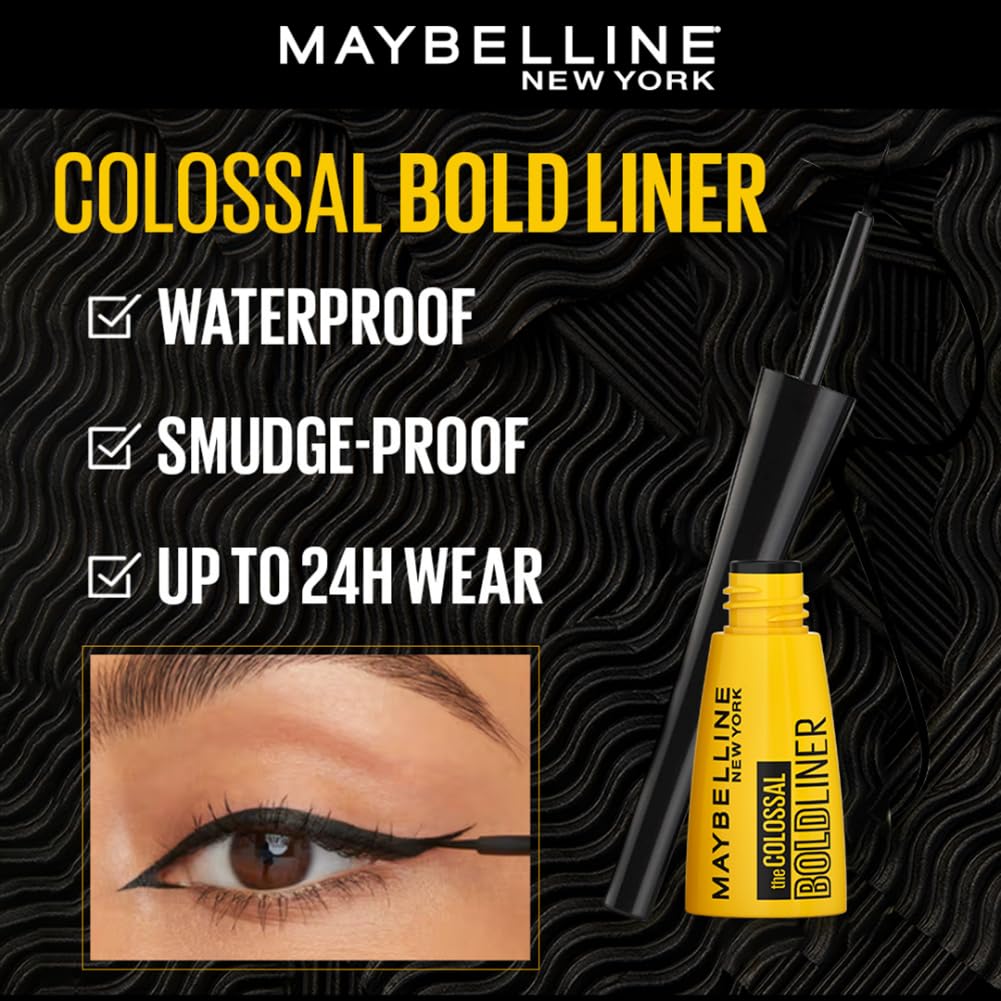  Maybelline New York Pencil Eyeliner & Kajal, Bold Eye Looks, Long-Lasting, Colossal Bold Liner & Colossal Kajal, Combo Pack