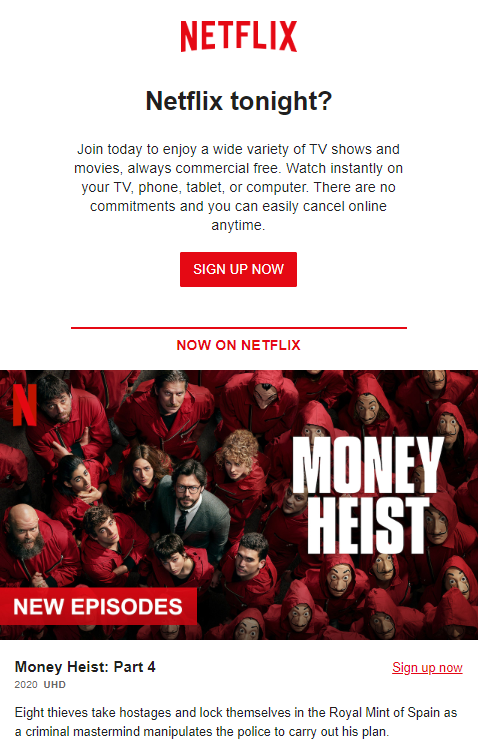 Netflix successful Email Campaign example