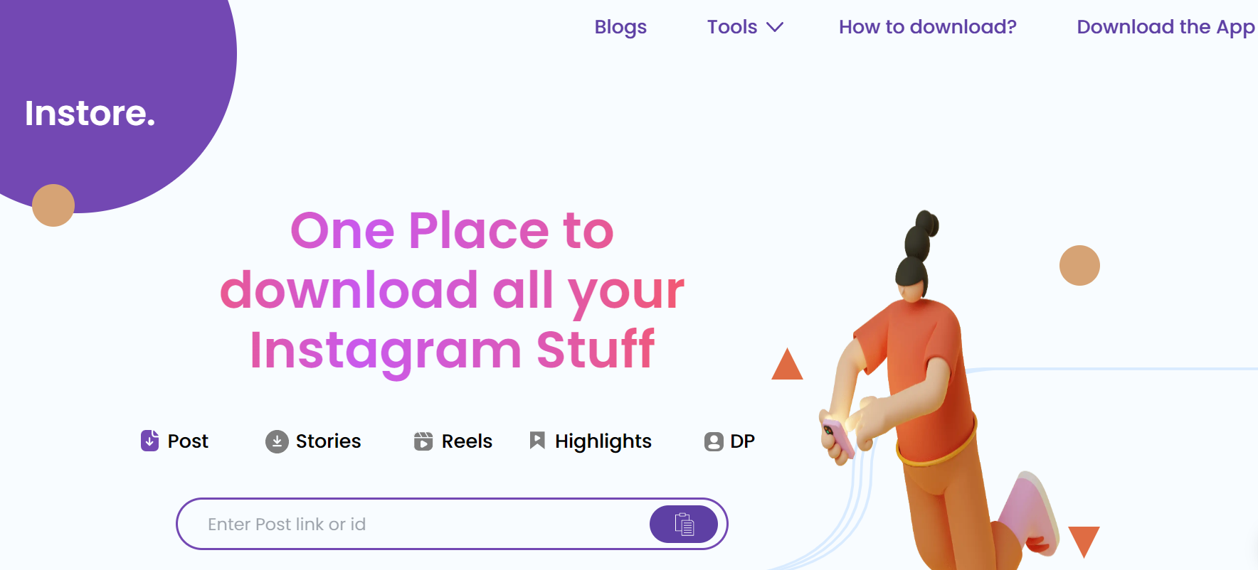 InStore Insta downloader app to save stories, reels and videos